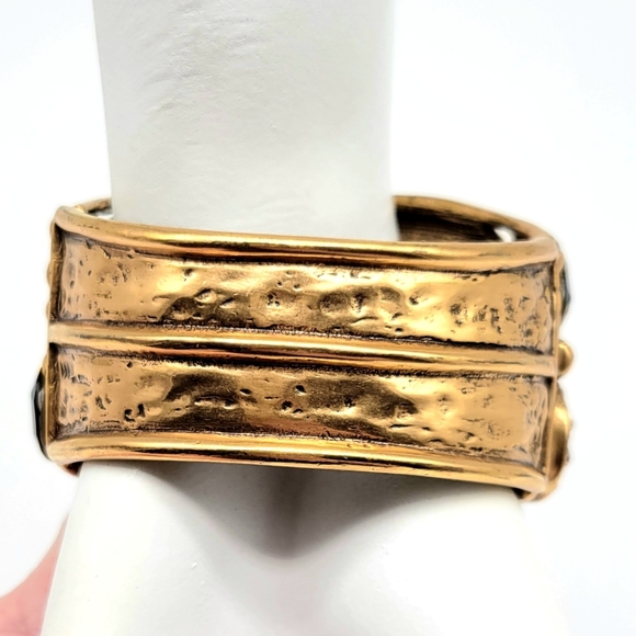 Oscar de la Renta RARE Glass Stone and Swarovski Crystal Chunky Statement Bangle - Picture 11 of 13